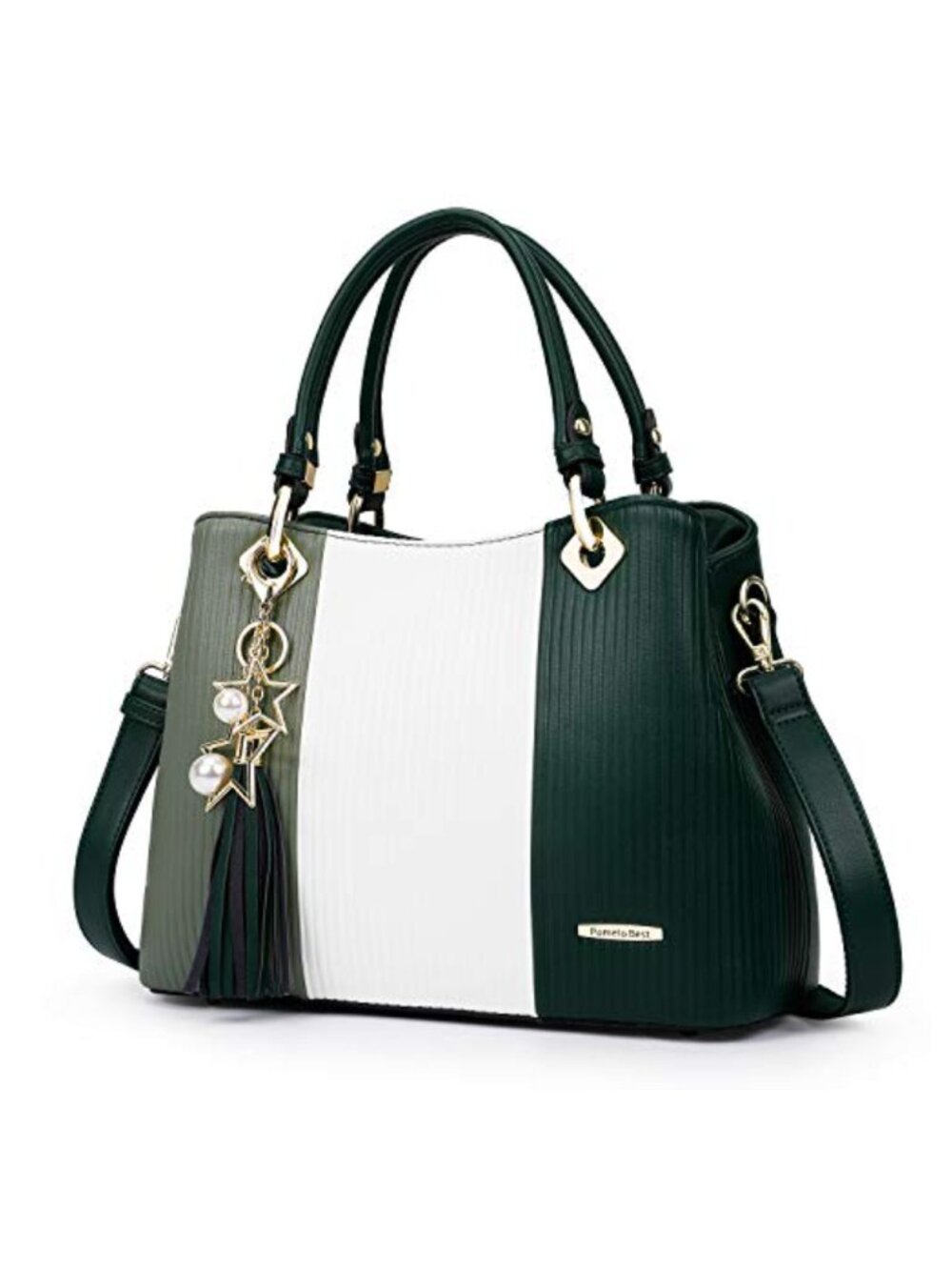 Women's PU Leather Satchel Shoulder Bag Handbag with 8 Pockets